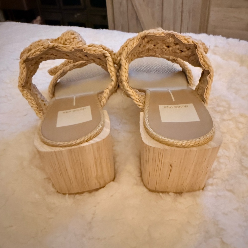 Dolce Vita Natural Woven Double-Strap Slide Sandals - Picture 3 of 6